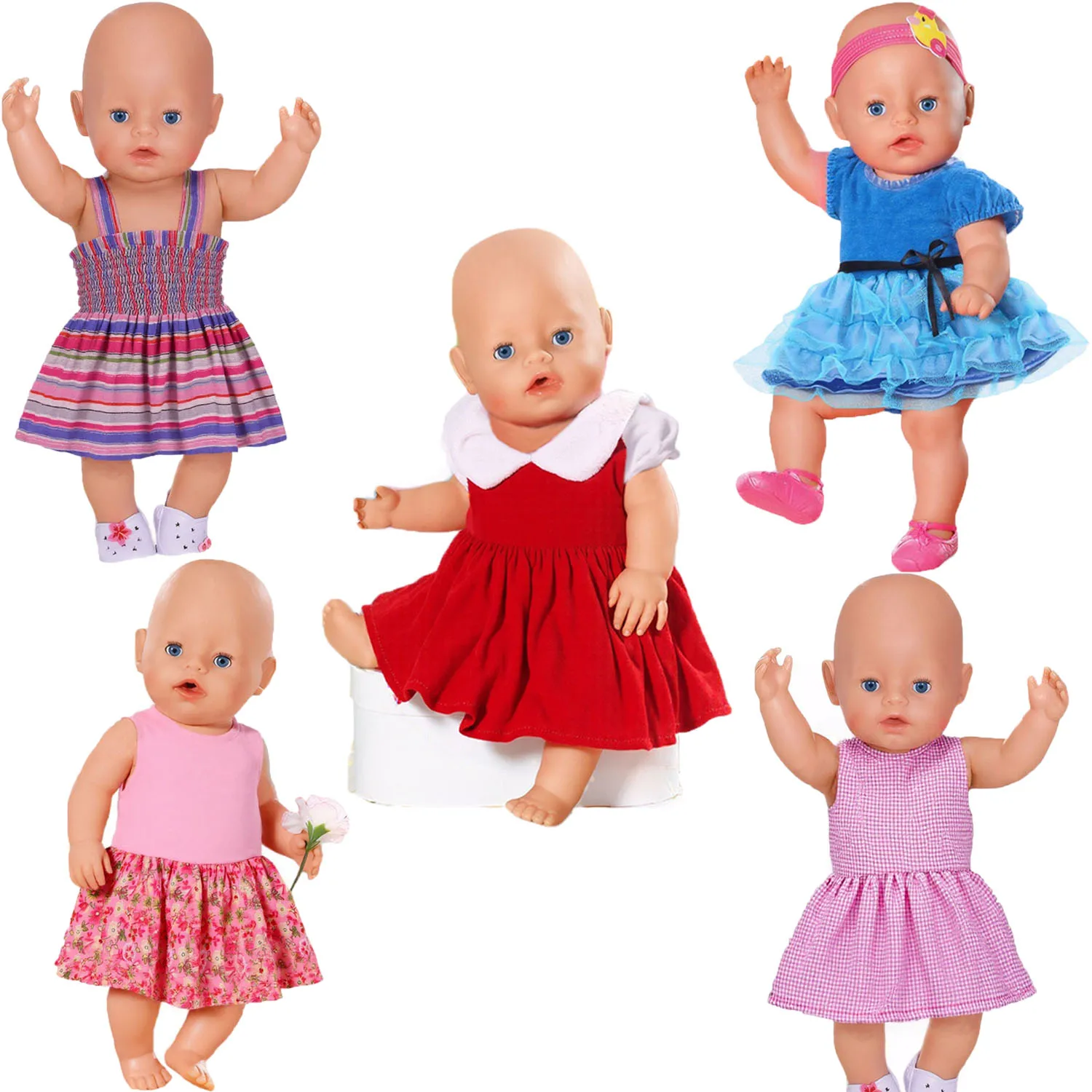 Kawaii 봄 인형 옷 세트 43cm 태어난 아기 인형, 18 인치 미국 인형 소녀 장난감, 생일 선물