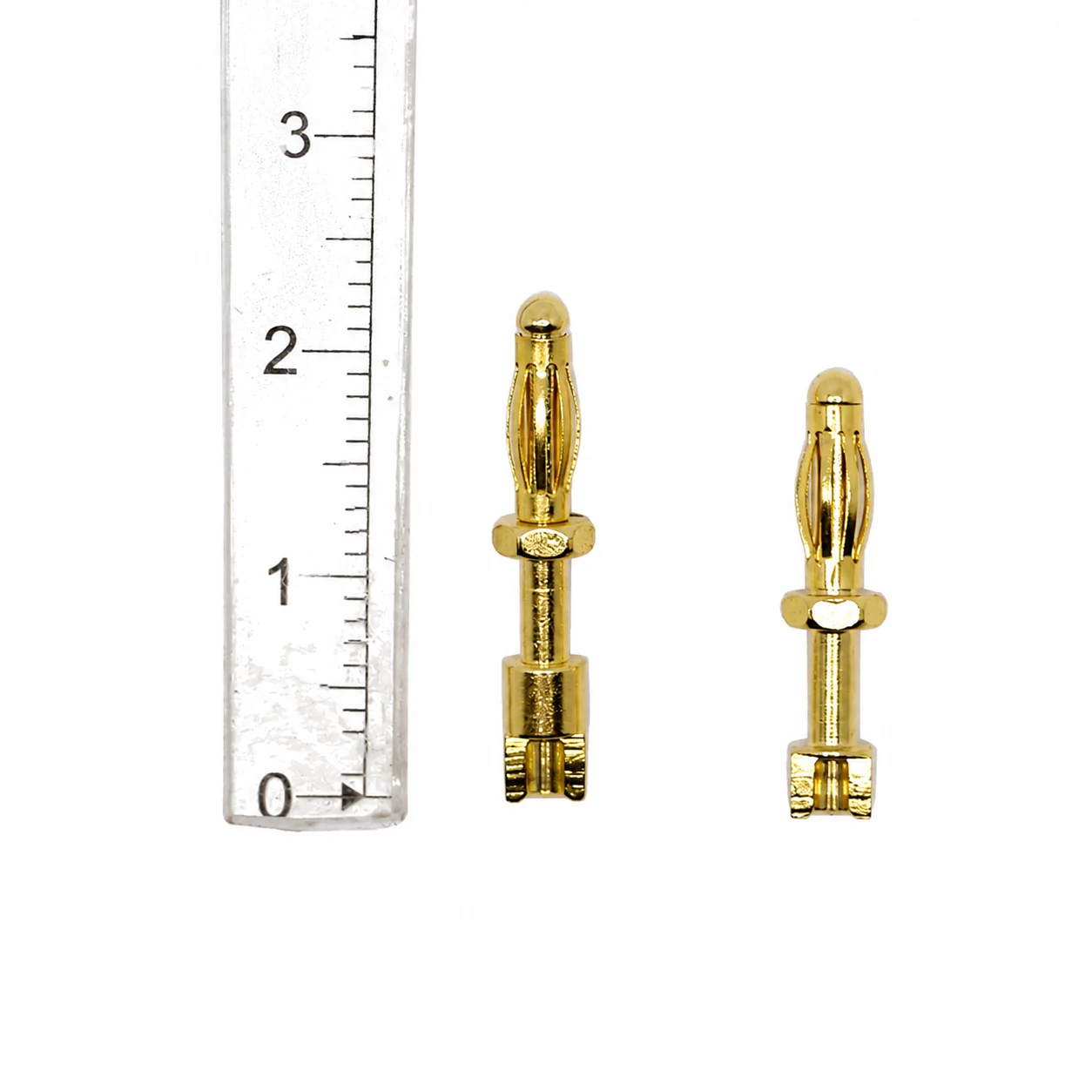 50pcs brass gold-plated 2mm non-insulated 2mm bare banana plug M2 thread length L=6.5 experimental terminal