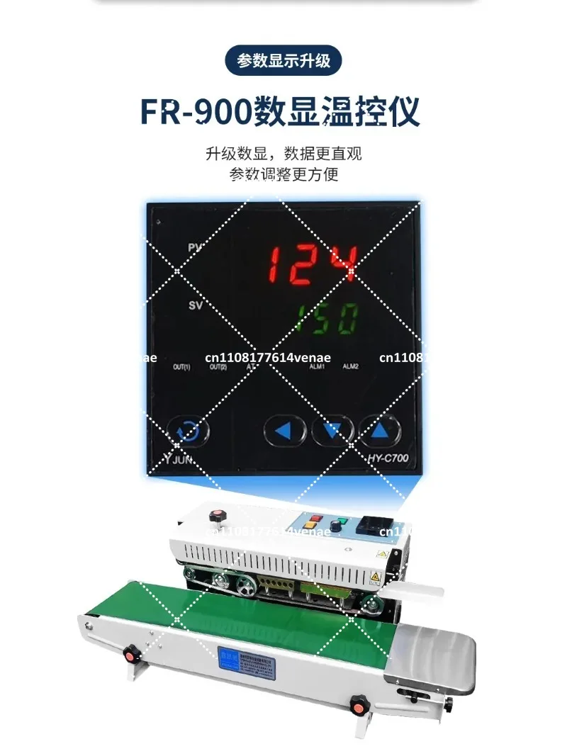 Automatic Film Sealing Machine for Packaging, Continuous Band Sealer with Adjustable Temperature