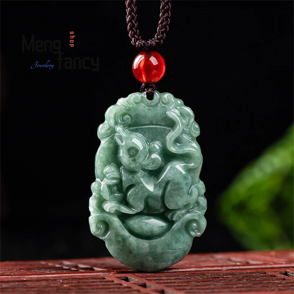 

Natural A-grade Jadeite The Twelve Chinese Zodiac Signs Bean Seed Jade pendant National Style Fashion Fine Jewelry Holiday Gifts