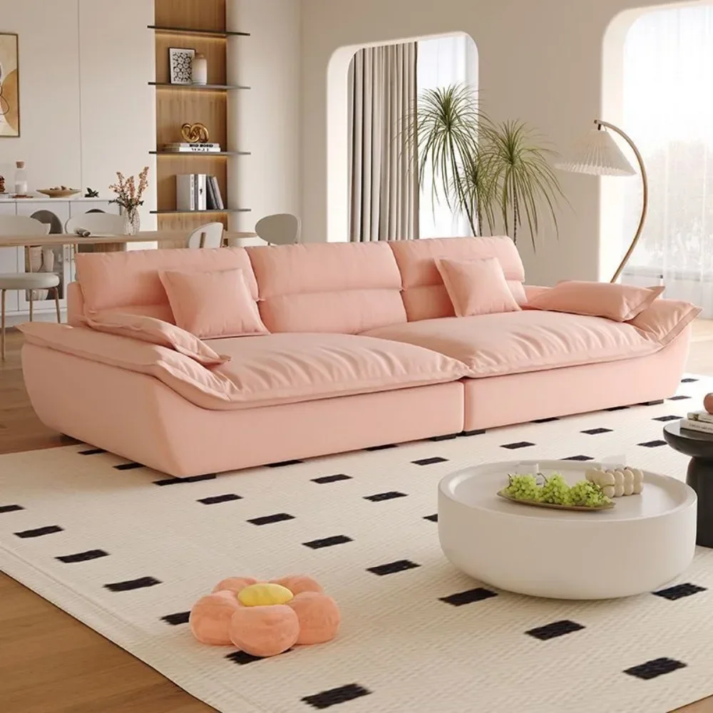 Cream sail boat fabric sofa living room size apartment modern simple anti-cat claw cloud velvet technology cloth sofa