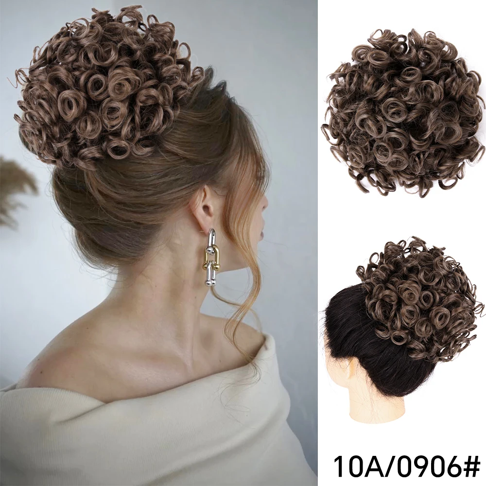 Women's Drawstring Curly Hair Bun Extension, Short Ponytail