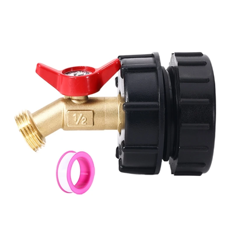 

K1KA IBC Tote Adapter IBC Tote Fittings Solid Brass Water Valves Faucet Adapter with Garden Hose Quick Connectors Set