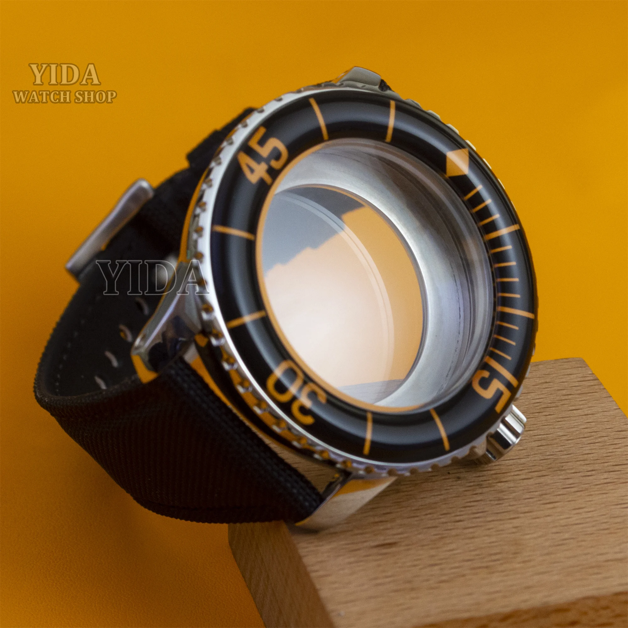 

NH35 Case 45mm Watch Case Leather Strap Parts for FIFTY FATHOMS NH35 Movement Repair Tools 10ATM Waterproof Mod Replacements