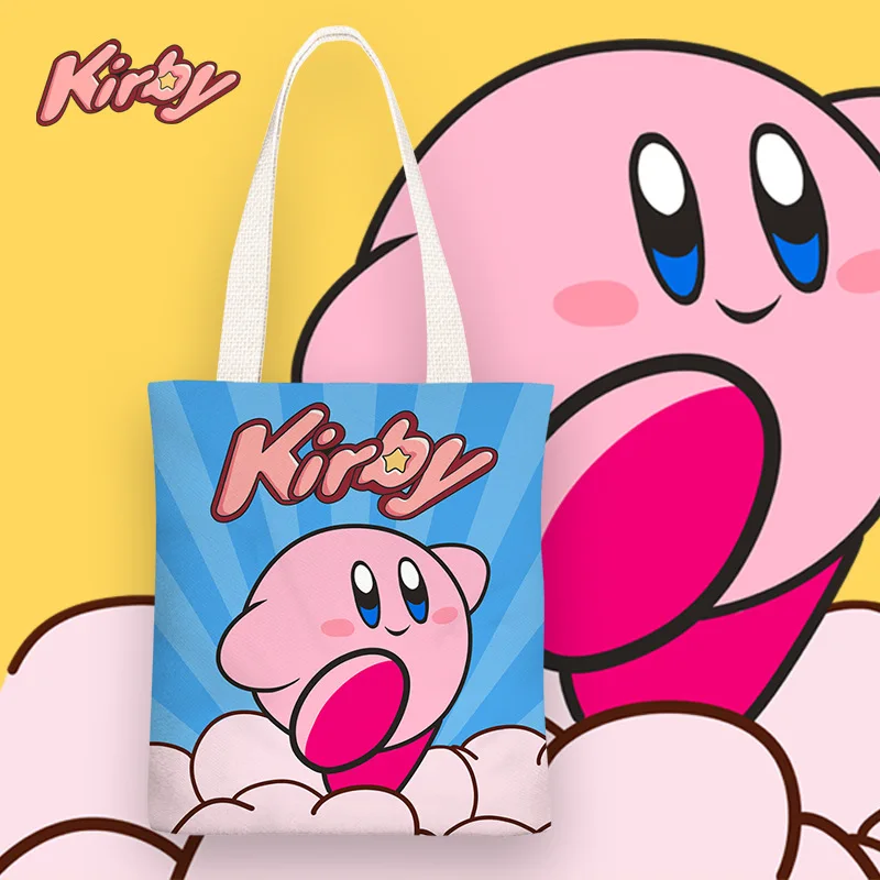 Cartoon śliczne Kirby płócienna torba na ramię studencka torba materiałowa torebka damska torba dziewczyna prezent urodzinowy