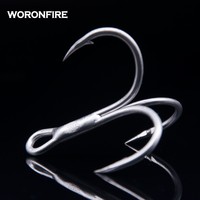 10pcs/lot Thick Treble Hook Strong Pull 2# 4# 6# 8# 10# 12# High Carbon Steel Round Folded Triple Fishing Hooks New 2024