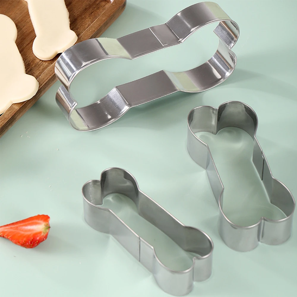 Set(3PCS) Easter Stainless Steel Biscuit Mold Dog Bone 3-piece Baking Mold Cake Cutting Mold Household Baking Tools