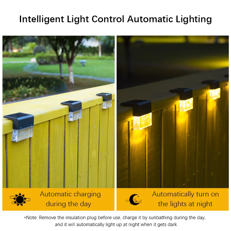 Square Solar Step Lights 2 Pack Outdoor LED Stair Lights for Garden Courtyard Pathway Fence Deck Solar Powered Lamp
