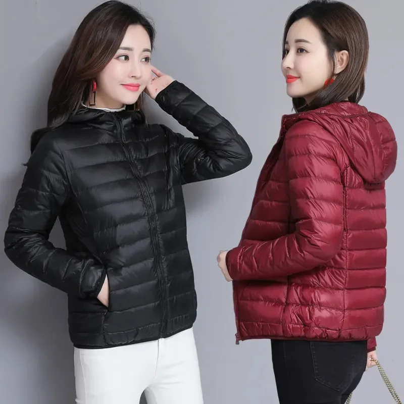 Xpqbb Hooded Down Cotton Jacket Women Autumn Winter Thin Light Liner Warm Short Parkas Woman Korean Windbreaker Quilted Outwear