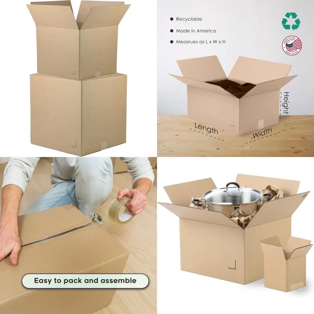 صناديق شحن من الورق المقوى المموج مقاس 24 × 10 × 6 مكونة من 25 قطعة - بني/كرافت للبريد والتعبئة والتغليف والحركة واحتياجات التخزين