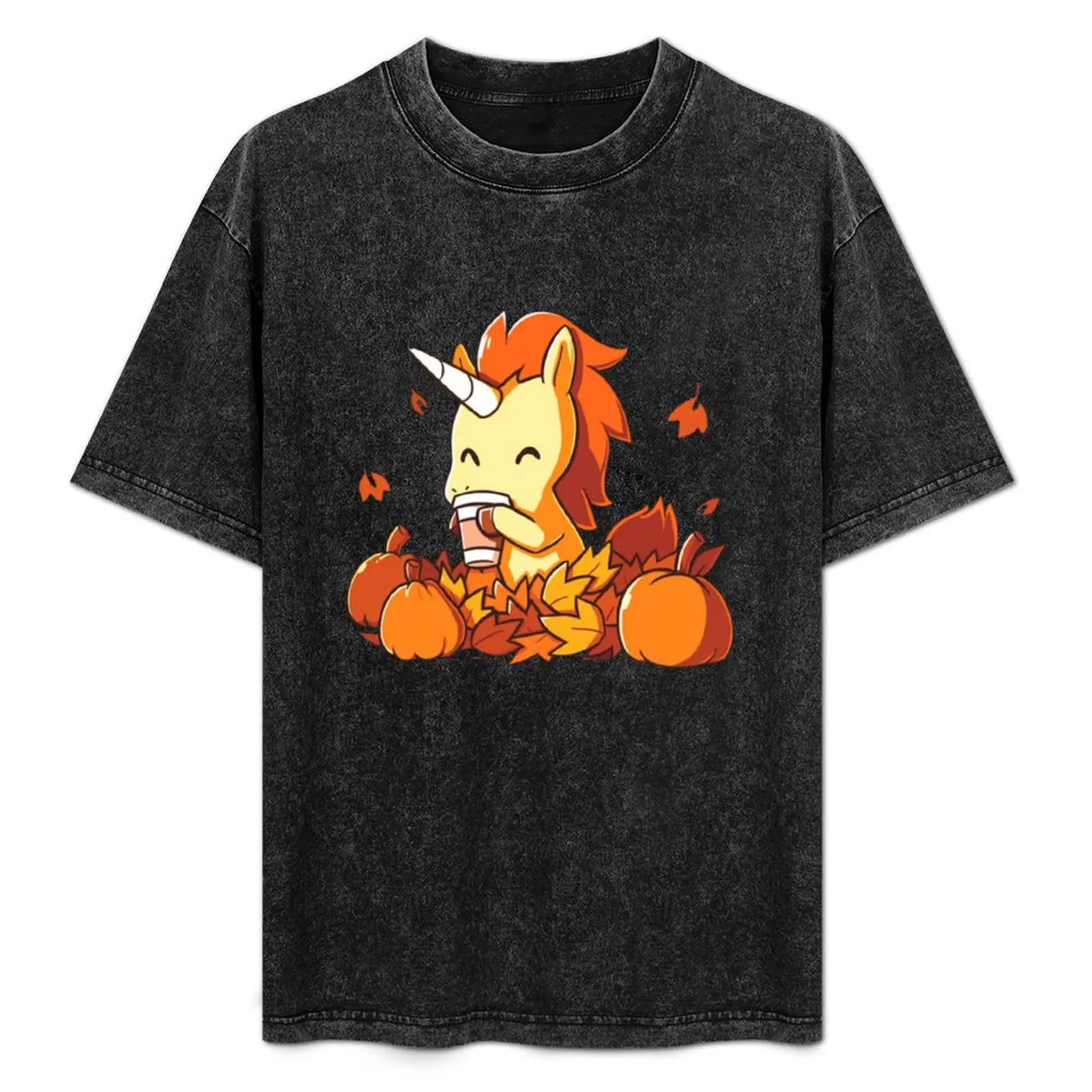 

Pumpkin Spice Unicorn T-Shirt Sports Casual Short Sleeve Cotton Tee