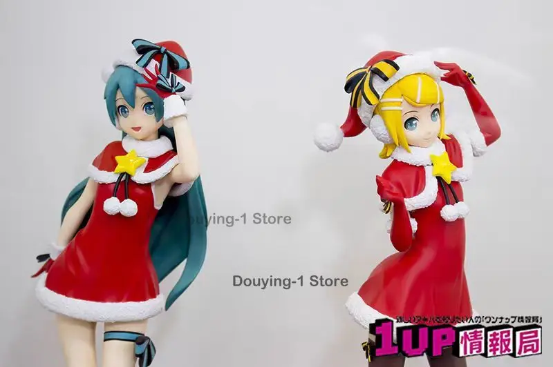 在庫あり-オリジナル-セガ-ボーカロイド-ミク-リン-クリスマス衣装ver-project-diva-アニメアクションコレクション-モデル玩具-フィギュア-ギフト