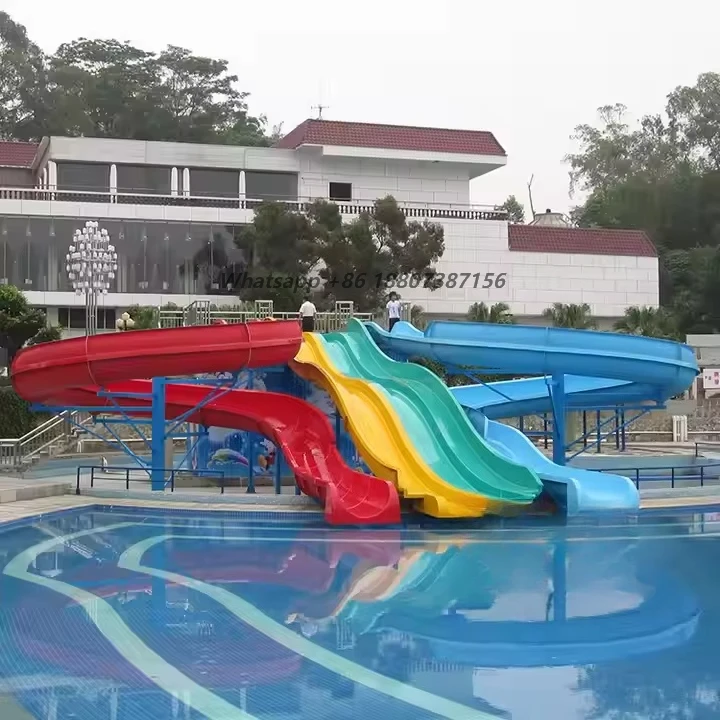 

China Manufacturer Large Outdoor Aqua Park Equipment Waterslide Fiberglass Large Water Slides FRP Pool Slide for Sale
