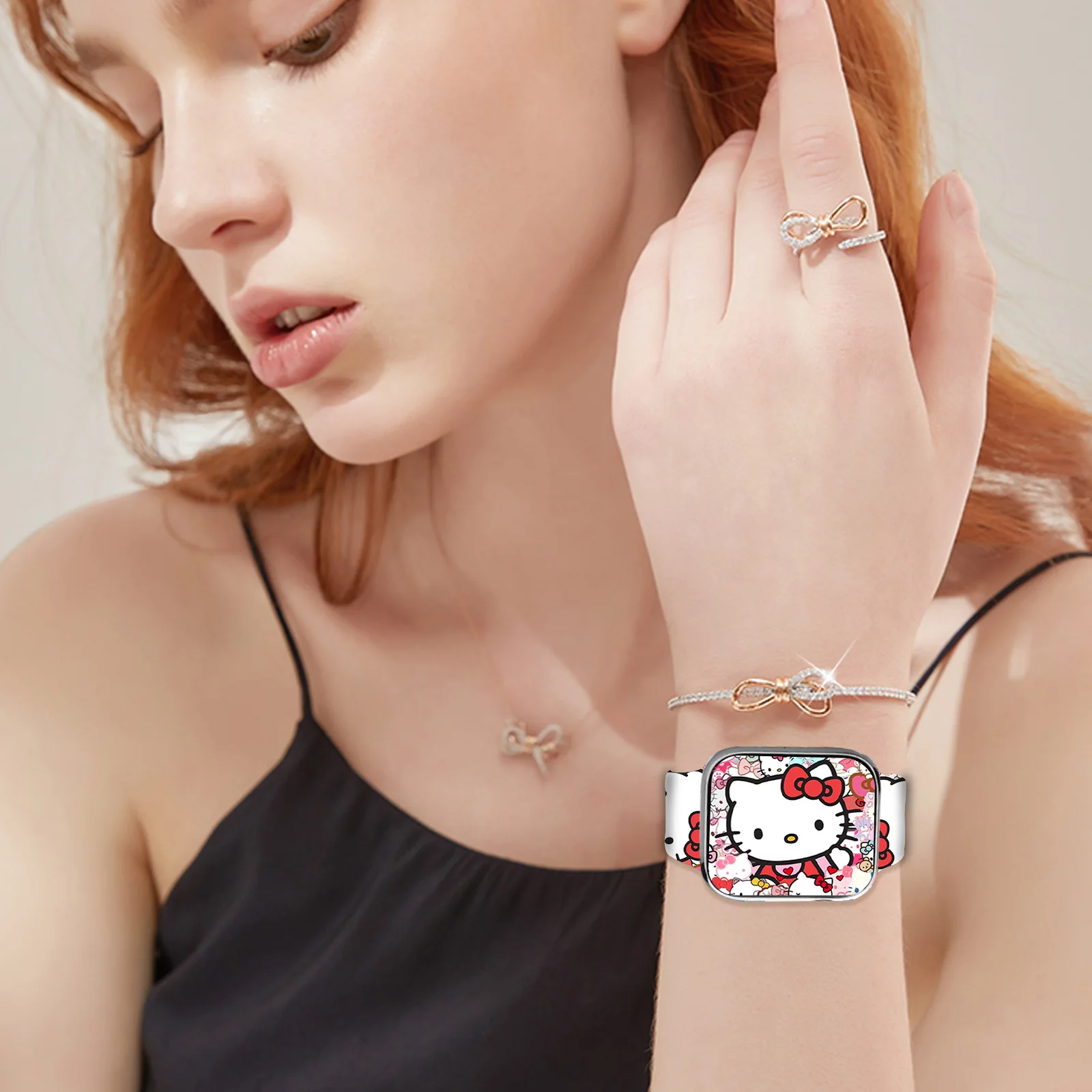 حزام مطبوع من سلسلة سانريو الصغيرة لساعة أبل 11 10 9 8 SE سوار من السيليكون قابل للاستبدال لساعة iWatch 46 مللي متر 42 مللي متر 41 مللي متر 40 مللي متر #4