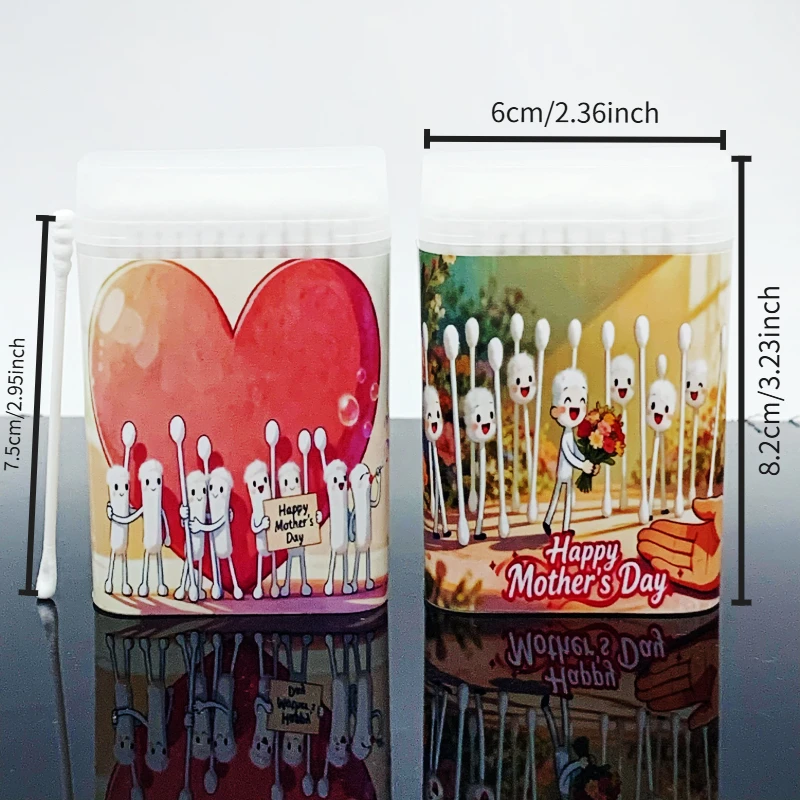 200 قطعة لغة الزهور بالامتنان مزدوجة الرأس الحلزون ملعقة أعواد قطنية عيد الأم أعواد قطنية دافئة هدية أعواد قطنية