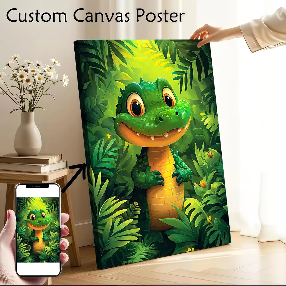 

Cute Little Alligator Poster Customizable Printed Canvas Painting for Pictures Wall Art Modern Living Room Paintings Wand Deko