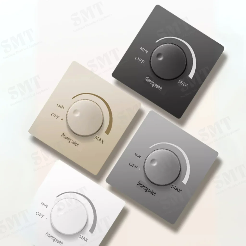 300W Light Bulb Dimmer Adjustable Brightness Dim Knob Panel Switch 220V Stepless Rotary Wall Mount Dimmer Controller