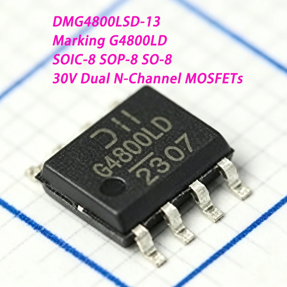 10PCS DMG4800LSD-13 Marking G4800LD SOIC-8 SOP-8  30V 9.8A 1.17W Dual N-Channel NEW Original Field-Effect Transistor MOSFETs