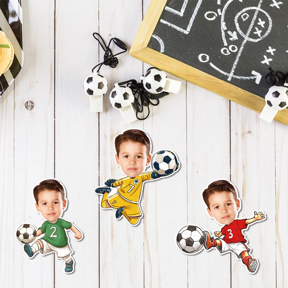 20/40pcs Custom Football Player Face Photo Stickers Personalized Soccer Gift Sealing Labels Sports Themed Birthday Party Decor
