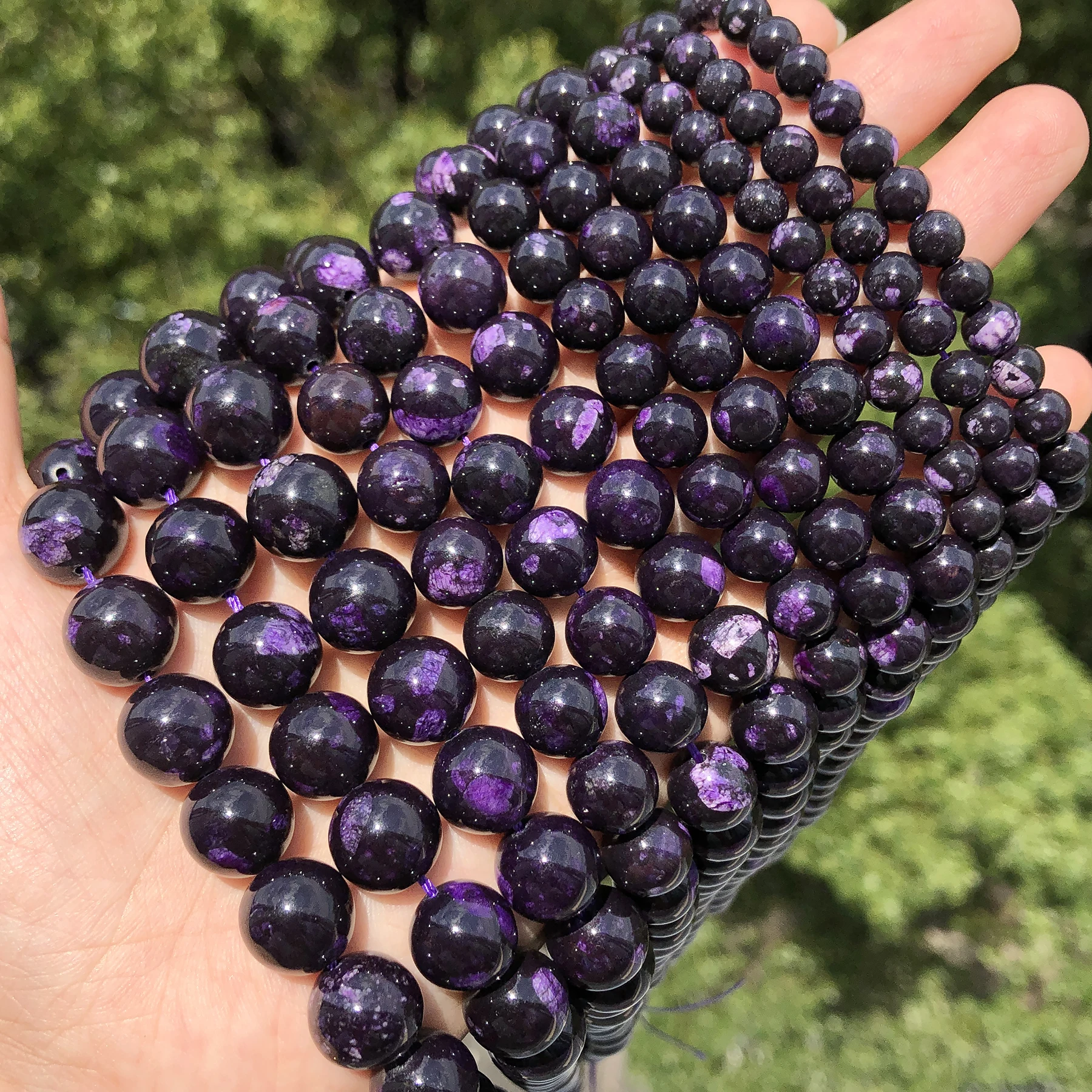 Natural Stones Purple Charoite Beads Round Jewellery Making Beads for Bracelets Friendship Jewelry materials Bulk Wholesale 15''