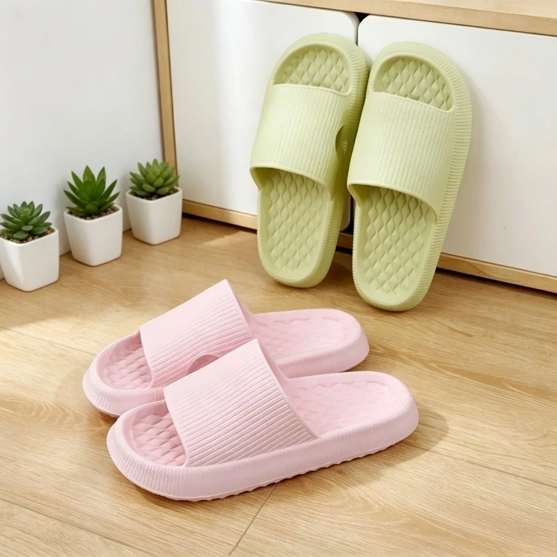 

High Quality Women Thick Slippers Indoor Home Eva Soft Sole Pillow Slides Sandals Woman Summer Non Slip Beach Flip Flops New
