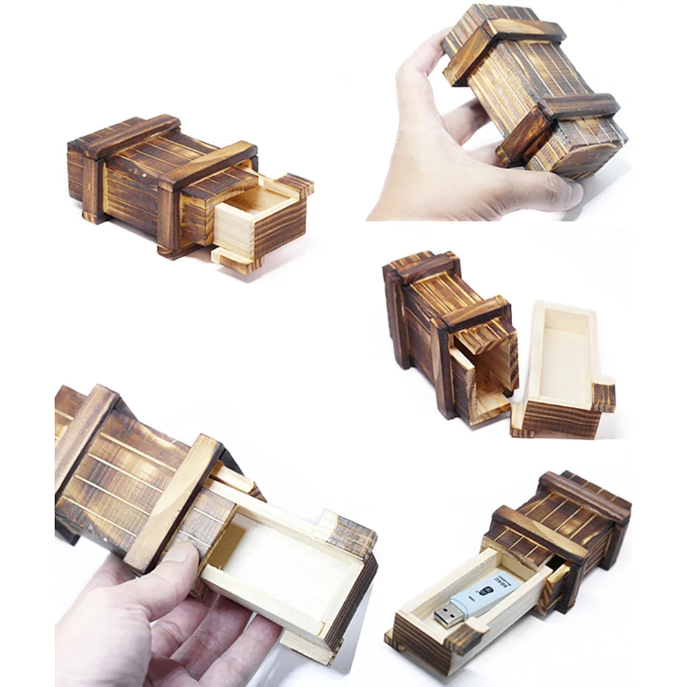 Kongming Lock Scatola di legno Rompicapo Gioco per bambini Regalo educativo per adulti Piccola scatola puzzle Sfida di apertura in legno