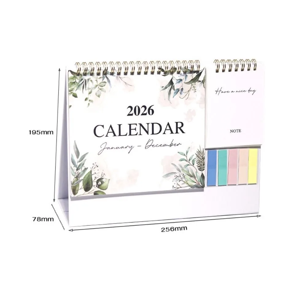 

Portable Jan. 2026 - Dec. 2026 2026 Flower Calendar Foldable Planning English Calendar Colorful Daily Study Record Calendar Home