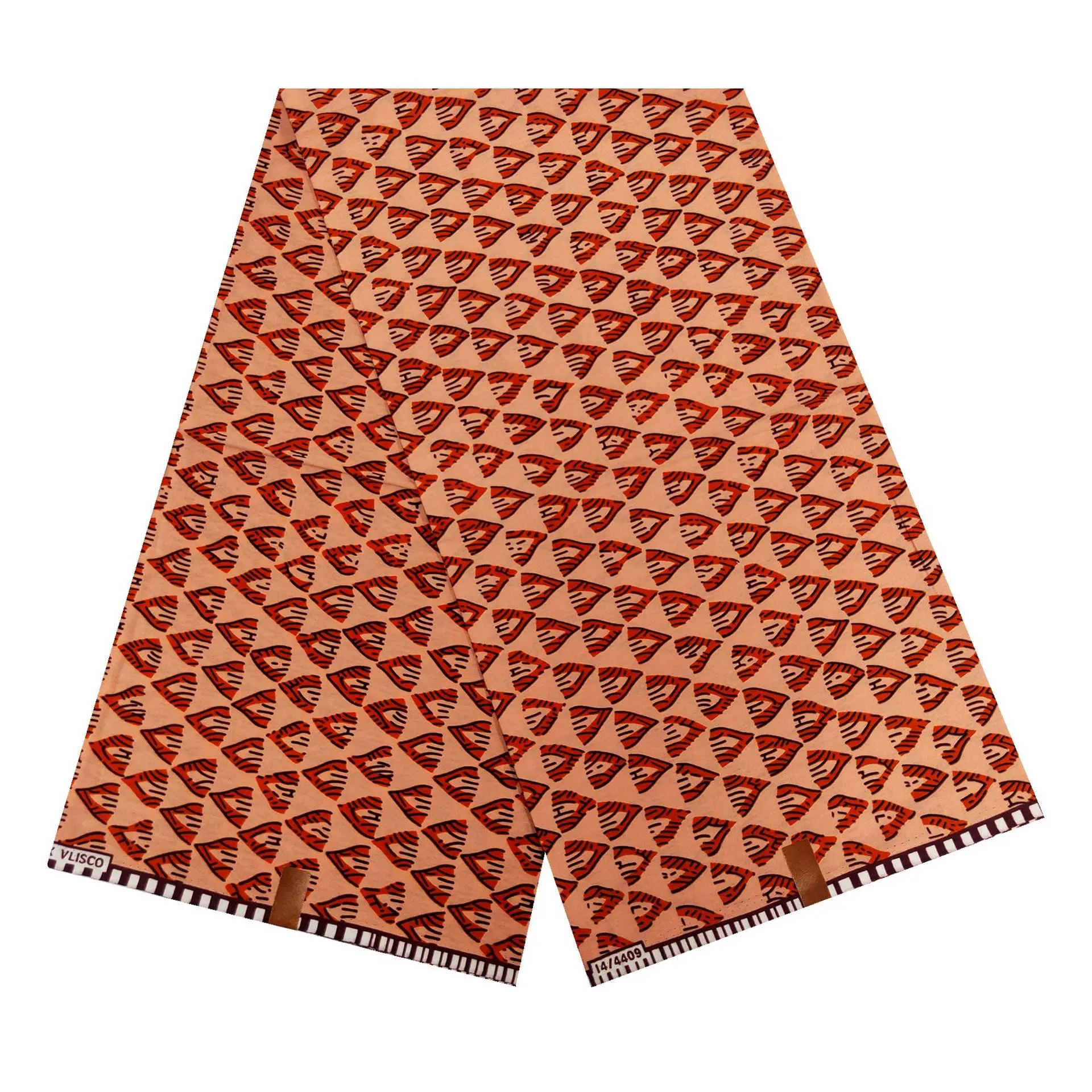 Tela de Batik de cera Africana naranja con estampado triangular, 6 yardas de largo, 24x24 hilos, tela de algodón para coser cortinas de ropa de verano R980