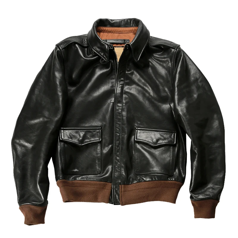 High quality Air Force flight suit jacket Plant tanned cowhide pilot leather for men women