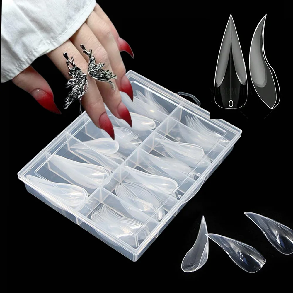 120 ชิ้น 3D โค้ง Stiletto เล็บ Dual รูปแบบ Eagle Claw Hawk Curve เล็บปลอมรูปแบบเต็มรูปแบบเล็บอะคริลิค Art Extension เคล็ดลับแม่พิมพ์