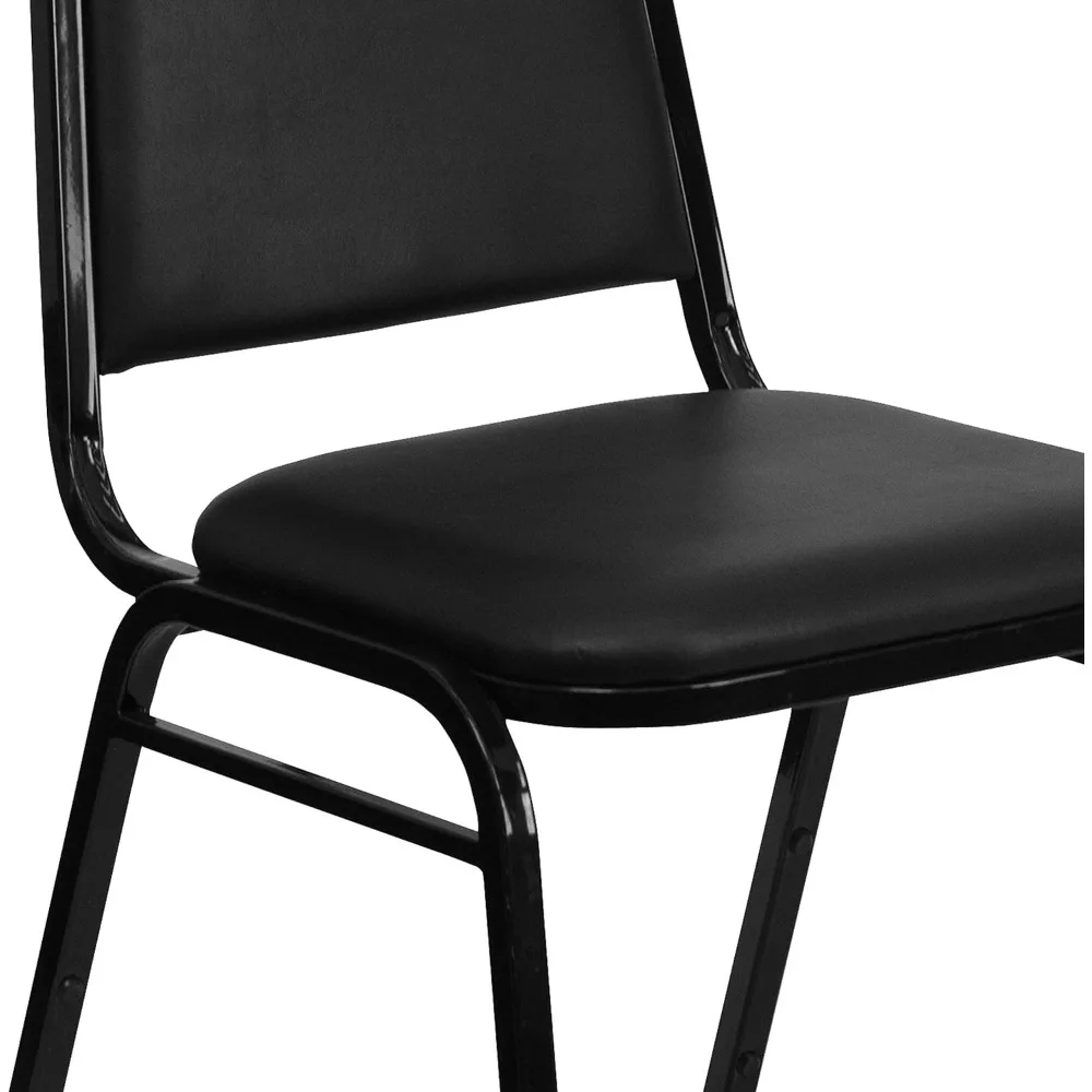 Trapezoidal Back Banquet Chair, Black Vinyl/Black Frame