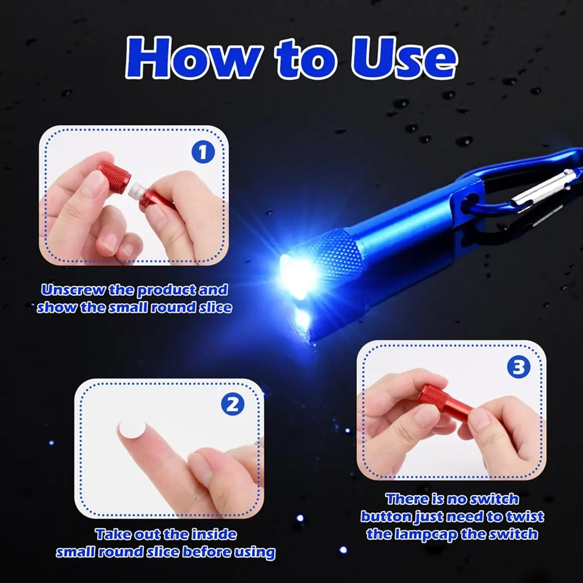 

30 Pack Mini Keychain Flashlights Bulk,LED Metal Carabiner Clip Lights,Compact Emergency Lights for Camping, Hiking