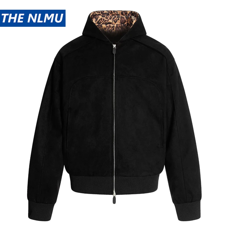 

Hip Hop Streetwear Hooded Jacket 2025 Autumn Black Coat Men's Harajuku Jacket Outwear Vintage Clothing