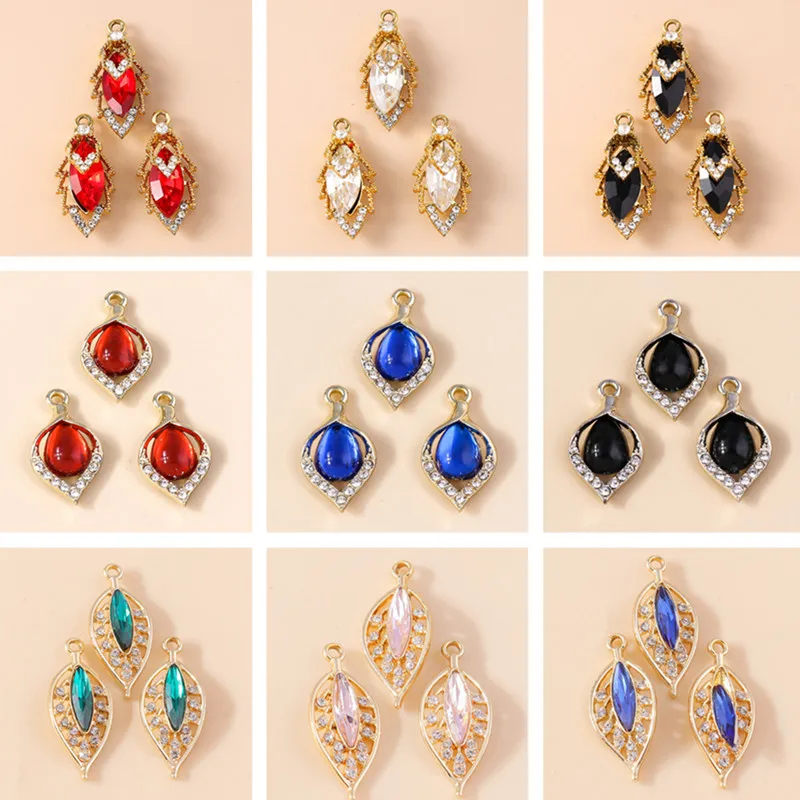 

20pcs Delicate Crystal Plant Tree Leaf Charms Pendants for Jewelry Making Earrings Necklaces Bracelet DIY Handmade Crafts Supply