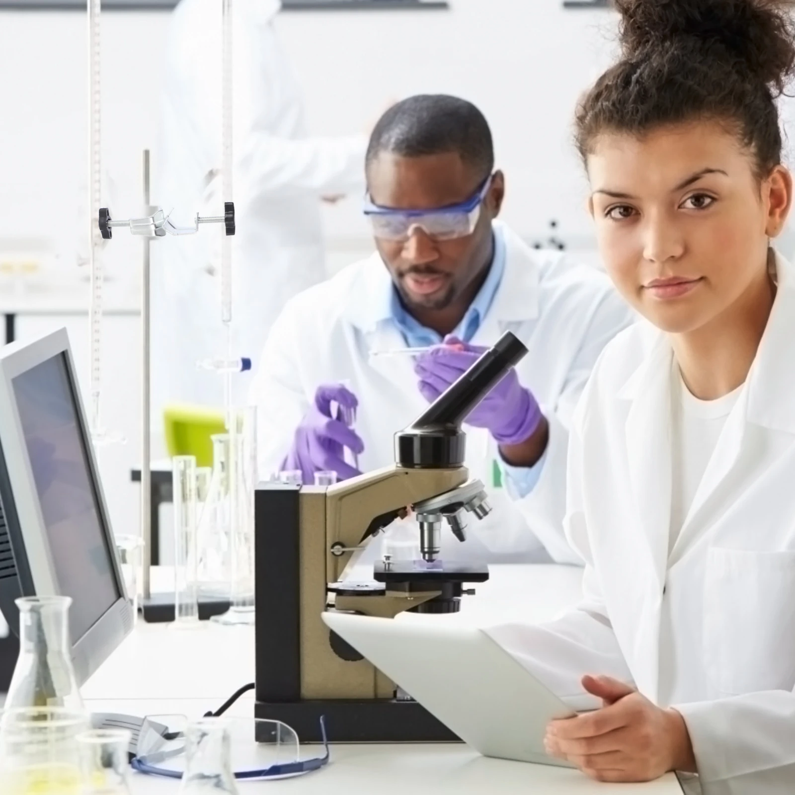 

2pcs Cross Clip Laboratory Equipment Iron Adjustable Bracket Boss Head Clamp Holder Stand Supplies Right Angle Lab Accessories