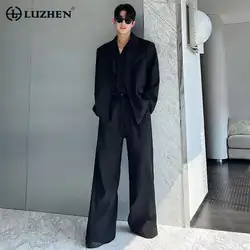 LUZHEN Men's Stylish Suit Three Piece Set Solid Color Trendy Blazers Stylish Wid Leg Suit Pants Elgance Male Spring New 0ed349