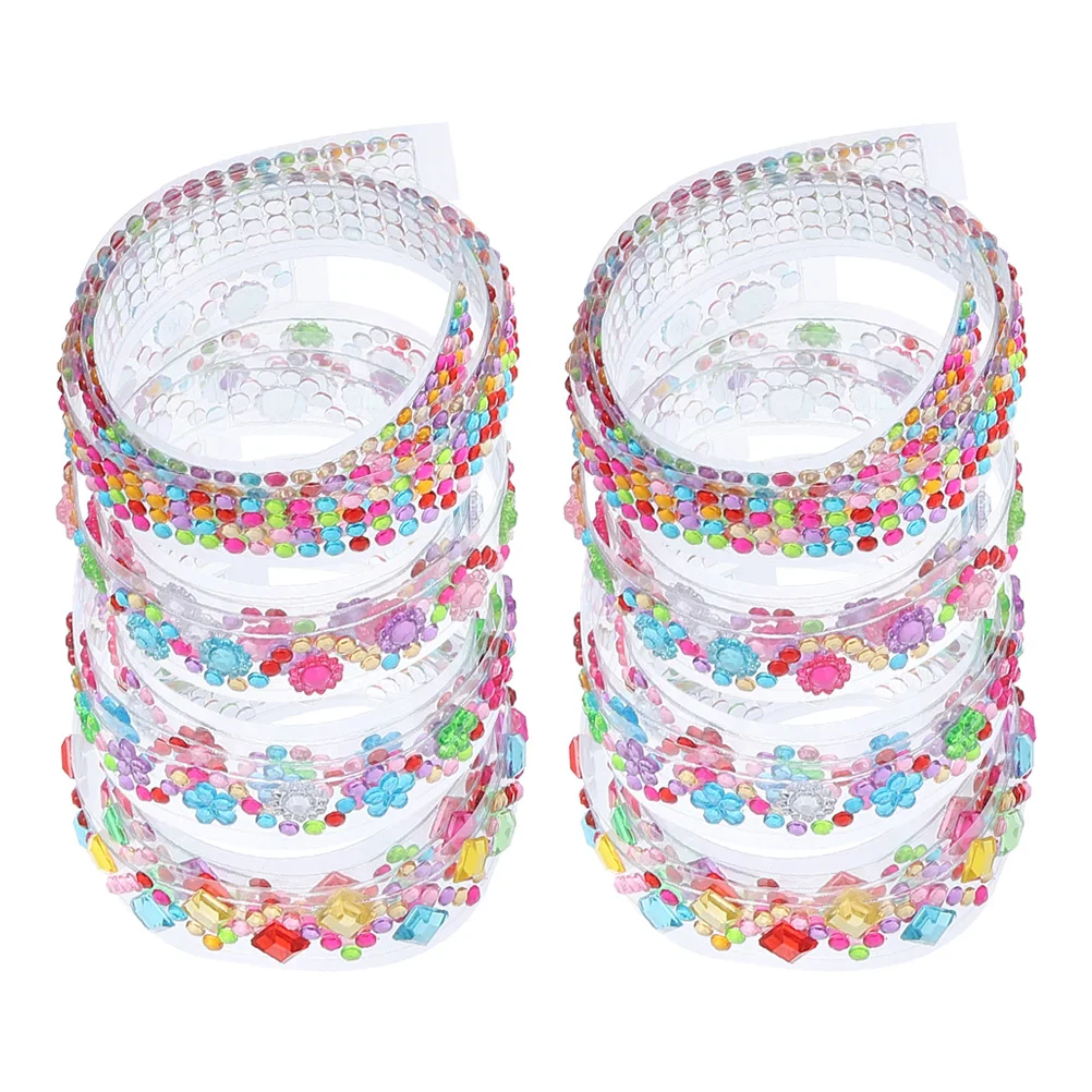 

8 Rolls 50cm Rhinestone Tape Stickers Glitter Decorative DIY Craft Gift Self Adhesive Acrylic Flowers Dots Sunflower Diamond