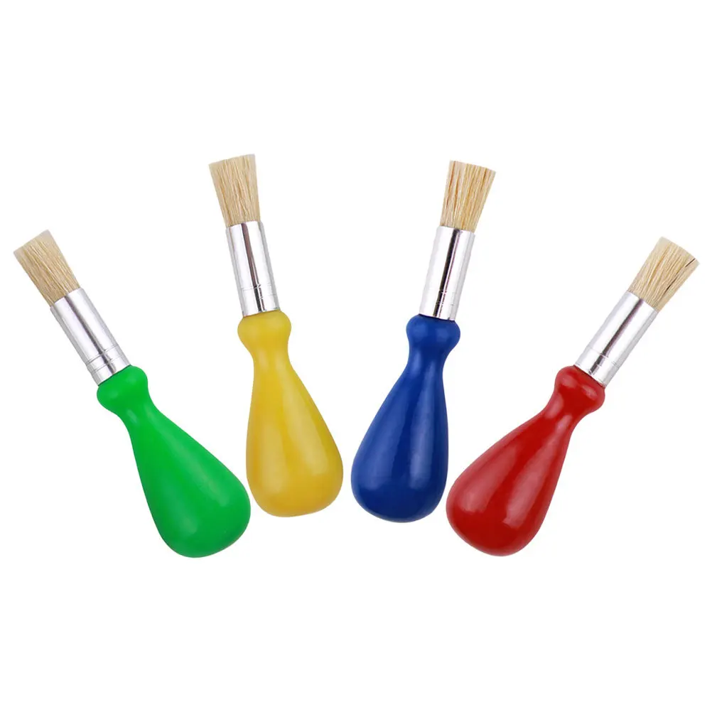 

4Pcs Pig Hair Paint Brushes Natural Bristle Soft Oil Painting Tools Artists Ergonomic Handle Watercolour Brushes for Art Class
