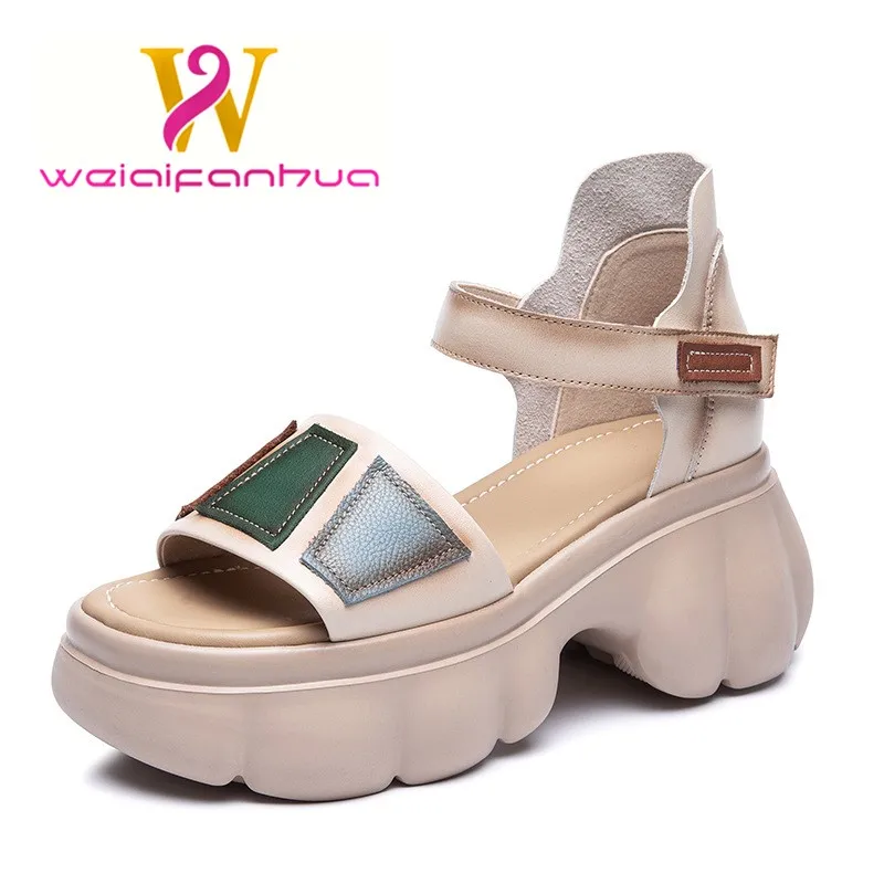 

First Tier Cowhide Sandals Women's Summer 2024 New Breathable Platform Soled Women's Fashion Sandals Casual Women's Shoes