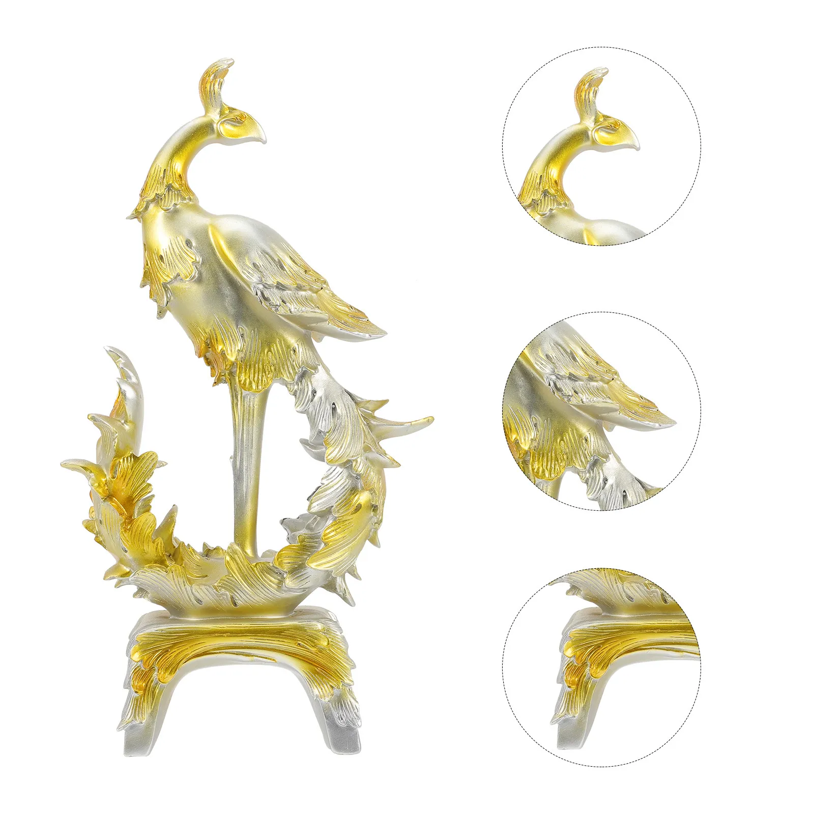 

Delicate Phoenix Statue Resin Craft Creative Home Office Decor Compact Size Garden Resin Sculpture Phoenix Decoration