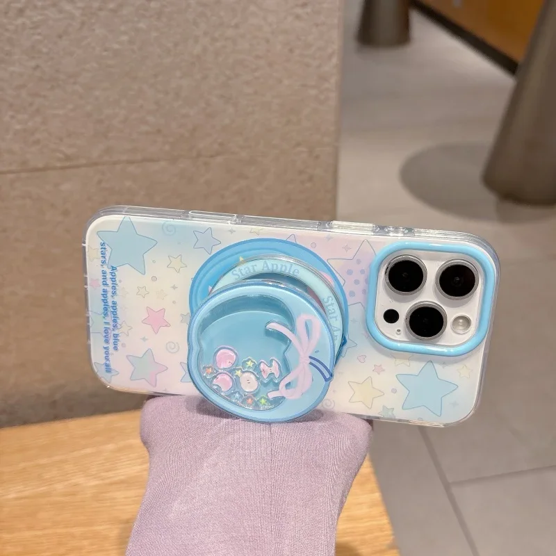 

Dessin Animé Mignon Apple Quicksand Shake Pour Magsafe Griptok Поддержка для наушников Doigt Поддержка приложения для iPhone Fille Поддержка