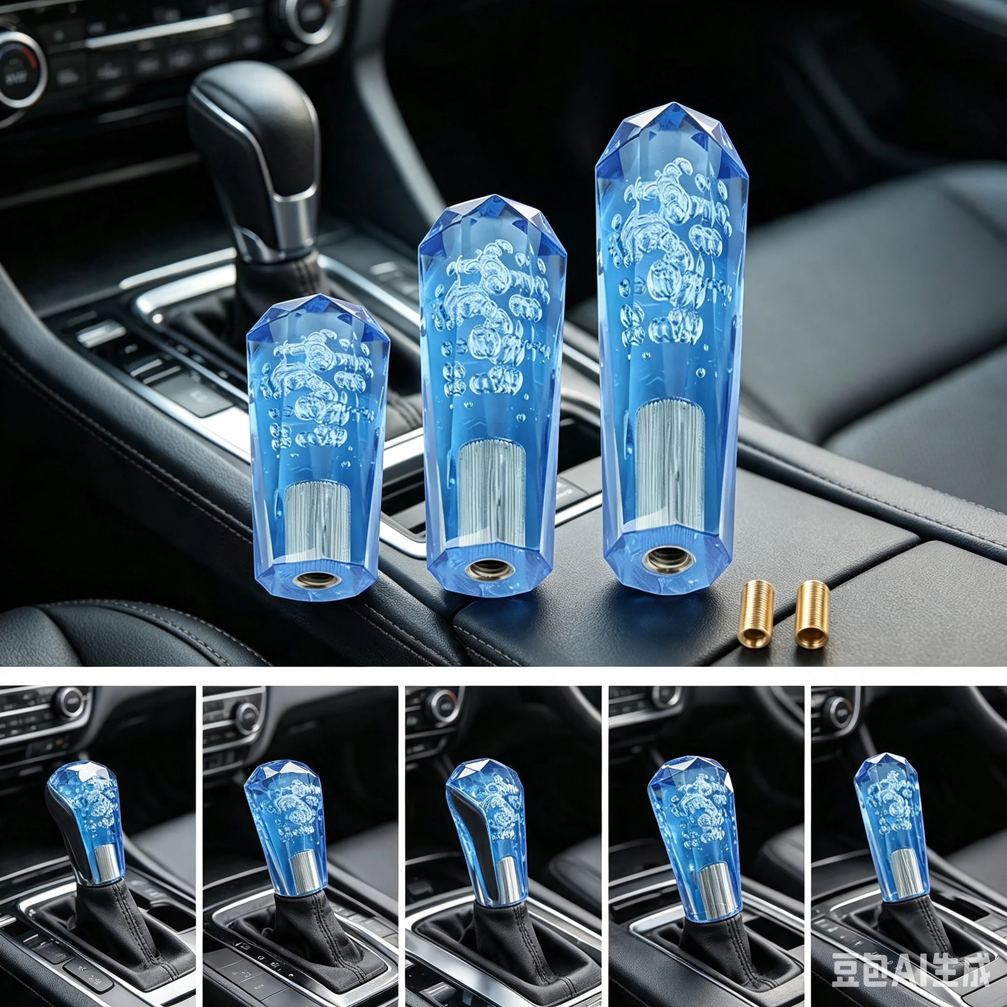 10 15 20cm Car Blue Color Transparent Stitching Multicolor Gear Shift Knob Crystal Bubble Gear Shift Knob Colorful Shifter Lever