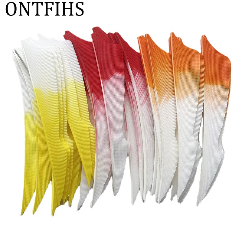 50Pcs/Lot ONTFIHS 4 Inch Archery Fletches Natural Turkey Feathers Arrow Hunting 4 Inch Fletching for DIY -Sting