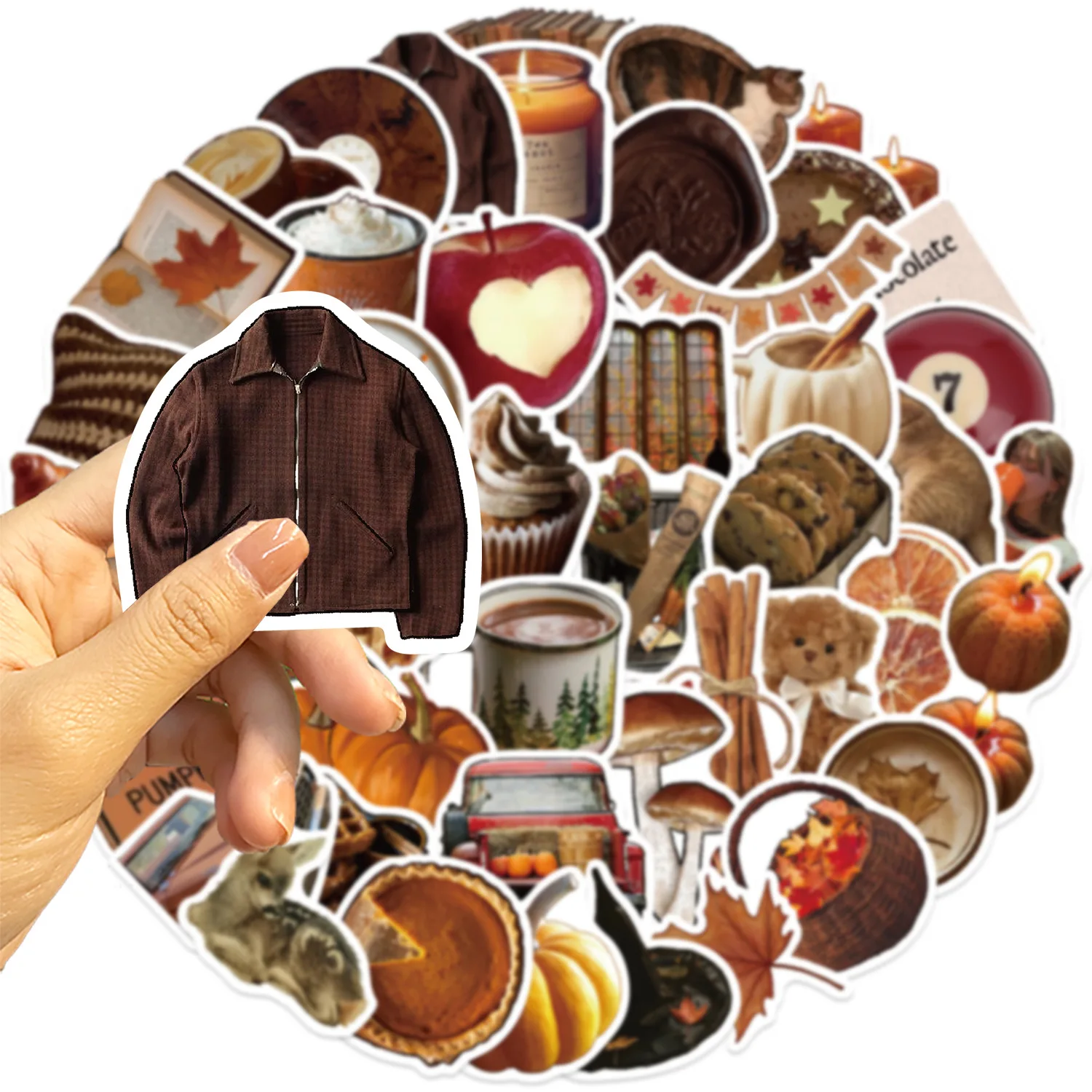 10/30/53PCS Autumn Ins Style Graffiti Stickers Cartoon Brown Decals Toy DIY Decoration Scrapbook Fridge Phone Bike Graffiti Gift