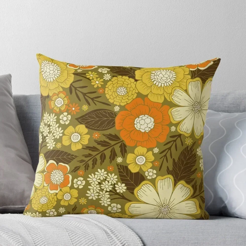 

1970s Retro/Vintage Floral Pattern Throw Pillow Elastic Cover For Sofa Plaid Sofa Anime pillow