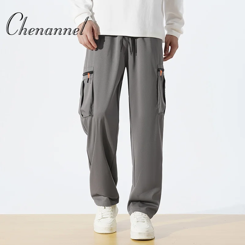 

Summer American-style workwear pants drawstring long pants men's trendy loose quick-drying straight workwear pants