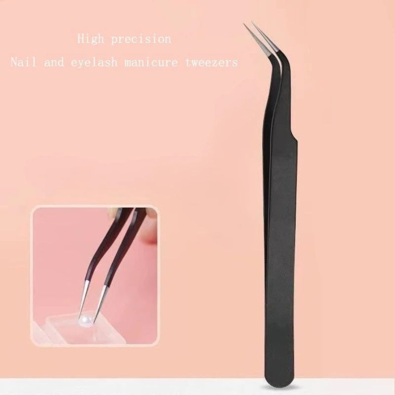 Pinzas Curvas de Acero Inoxidable para Cejas, Pinzas para Componentes Electrónicos, Pestañas Postizas, Herramientas de Extensión de Uñas