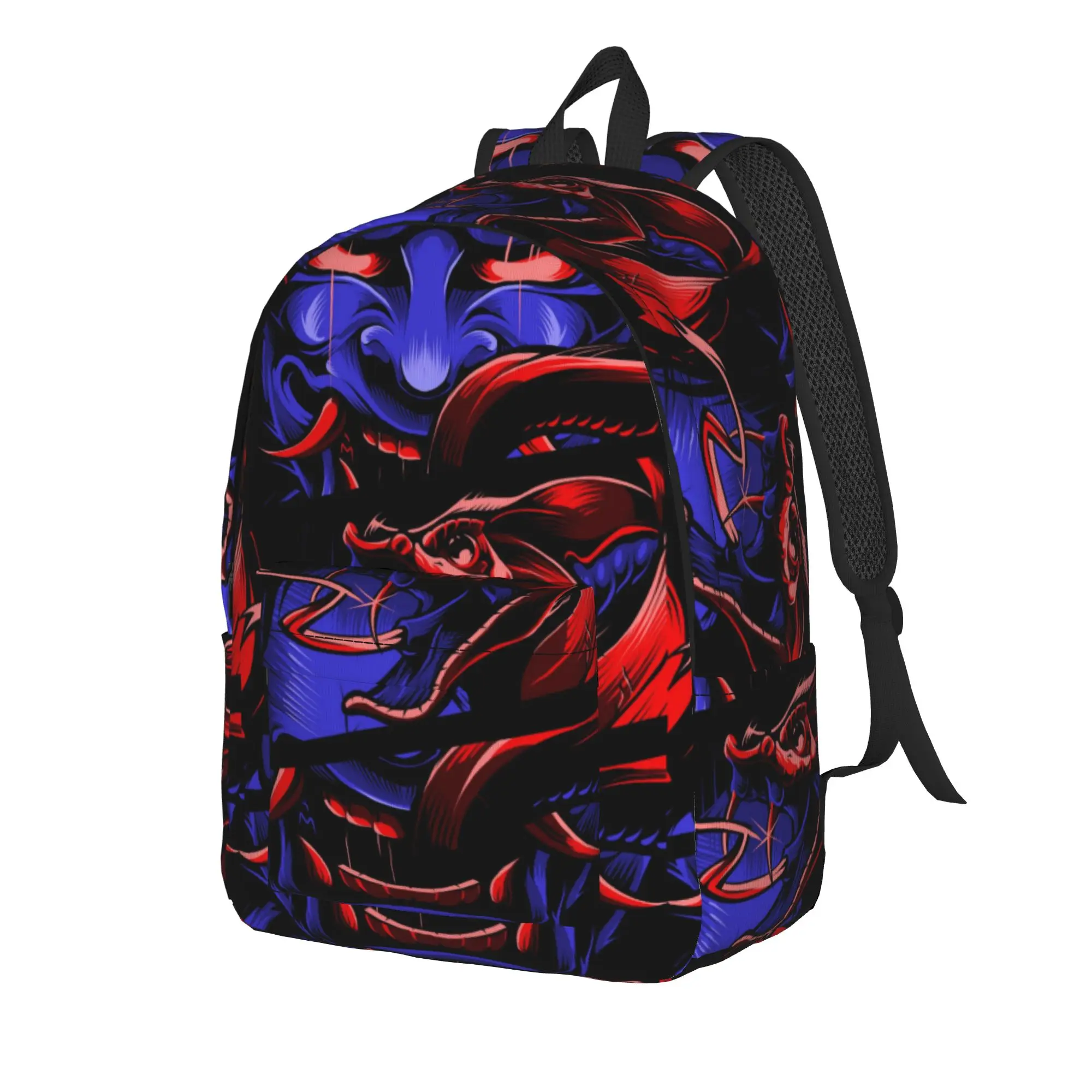 Dark Purple Demon Face Horror Art Backpack  Unisex Polyester University Backpacks Breathable Elegant School Bags Rucksack