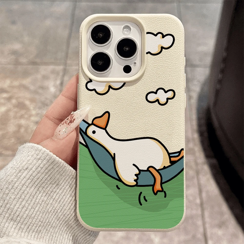 Flachliegende Weiße Enten-Handyhülle für iPhone 17 16 15 14 13 12 Pro Max 16 15 14 Plus 17 16 15 14 Pro 17Air Silikon-Matt-Cover – Detail 2