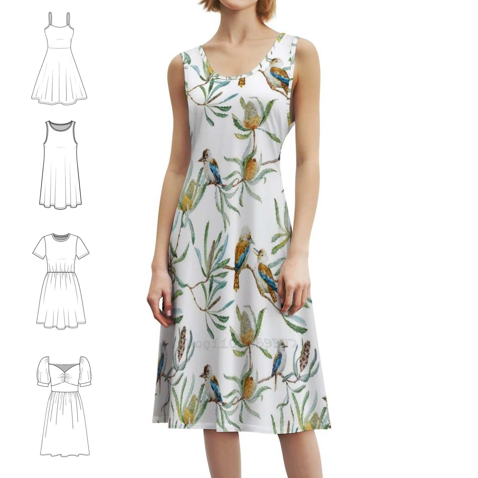 

Австралийское платье Kookaburras Waratah с цветочным принтом и листьями, женское уличное праздничное платье, модная клубная одежда с принтом для женщин